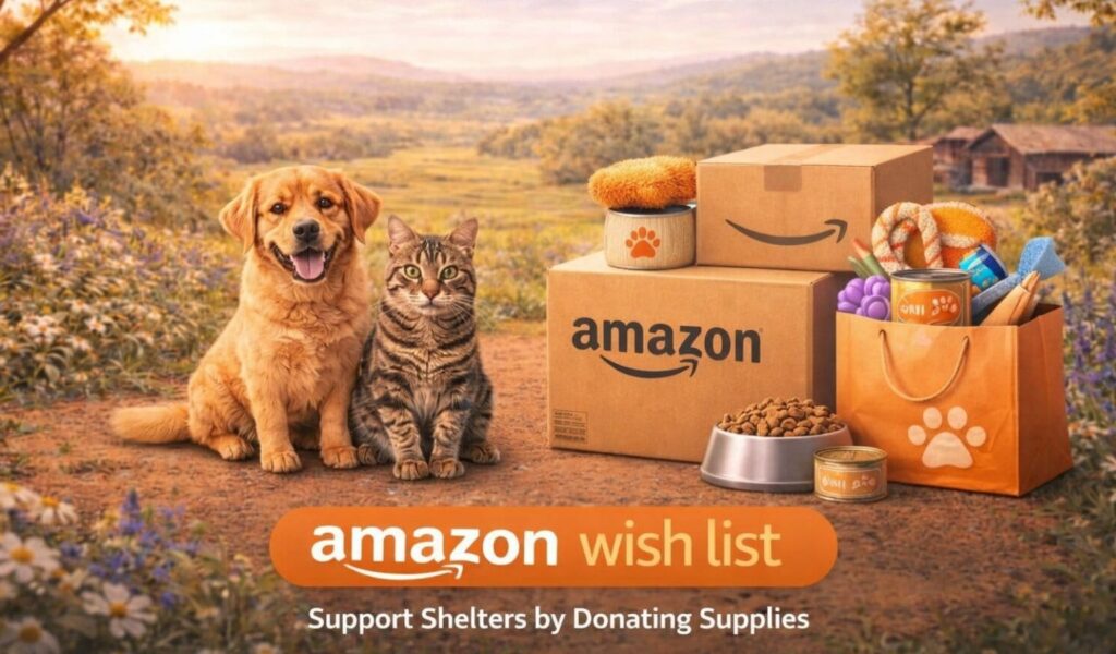 Direct shelter wish list donations in action—dog food, blankets, and medical supplies ready for delivery