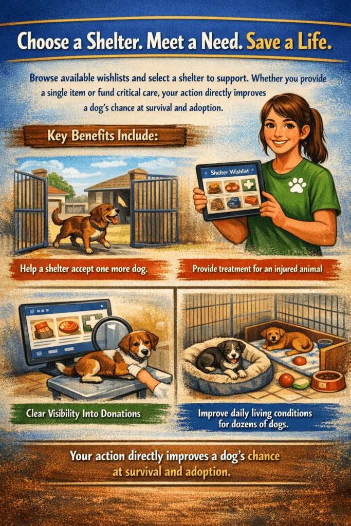 Direct Shelter Wish Lists - Hope Paws Support Fund donate to dog shelters