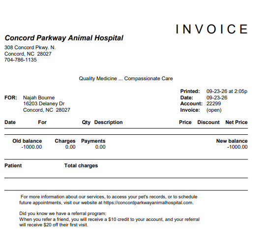 Payment Proof - Hope Paws Support Fund - Invoice 1